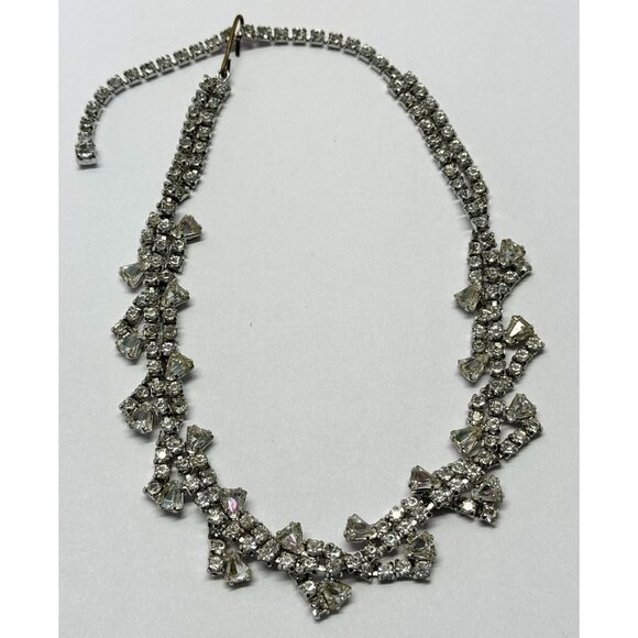 Vintage twisted rhinestone collar necklace